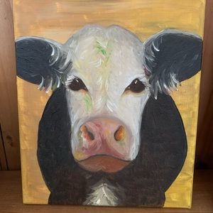 “Mr. Sweet Eyes” Original Cow Portrait in Oil